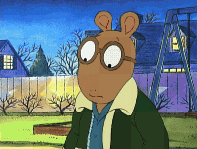 Cartoon Character With Glasses And Jacket At Swing Set GIF