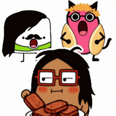 Cartoon Character With Glasses And Mustache Eating Food GIF
