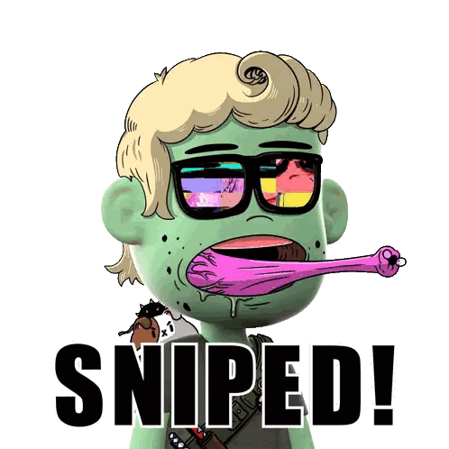Cartoon Character With Glasses And Pink Tongue Says Snipped Sticker