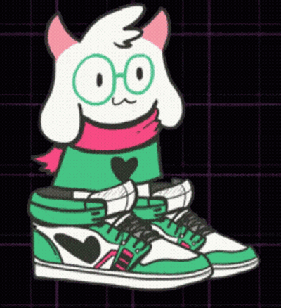 Cartoon Character With Glasses And Scarf Wearing Green And White Sneakers GIF