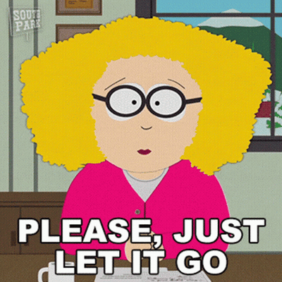 Cartoon Character With Glasses And Yellow Afro Says Please Just Let It Go GIF