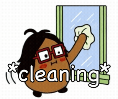 Cartoon Character With Glasses Cleaning Window GIF