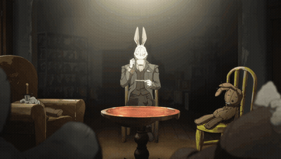 Cartoon Character With Glasses Drinking From Cup GIF