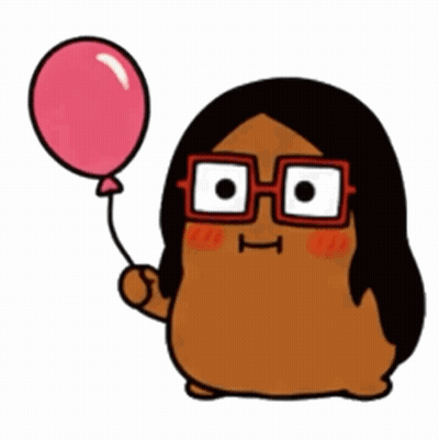 Cartoon Character With Glasses Holding Pink Balloon GIF