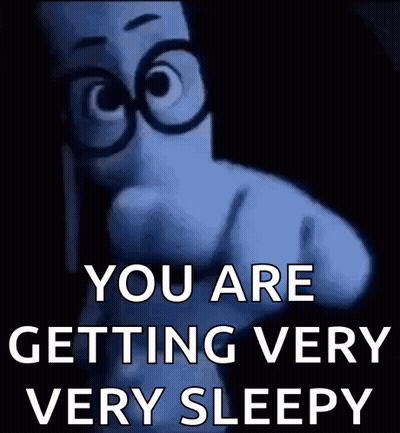 Cartoon Character With Glasses Pointing At Sleepy Person GIF