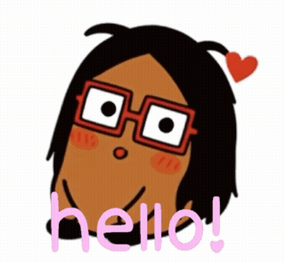 Cartoon Character With Glasses Saying Hello And Heart In Hair GIF