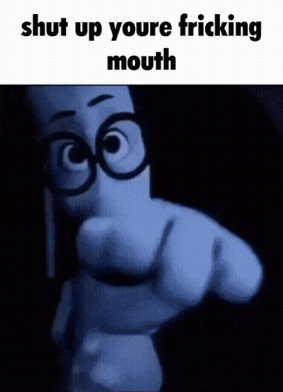 Cartoon Character With Glasses Saying Shut Up GIF