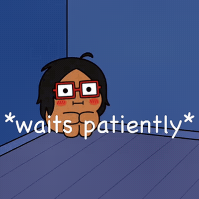 Cartoon Character With Glasses Waiting Patiently GIF