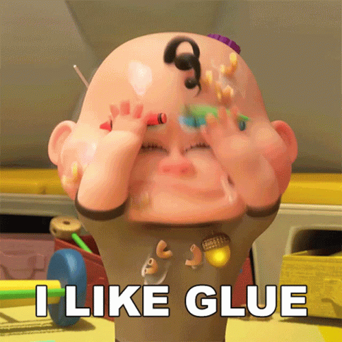 Cartoon Character With Glue On Face GIF