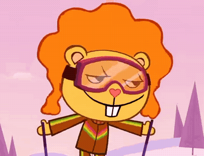 Cartoon Character With Goggles And Rainbow Jacket GIF