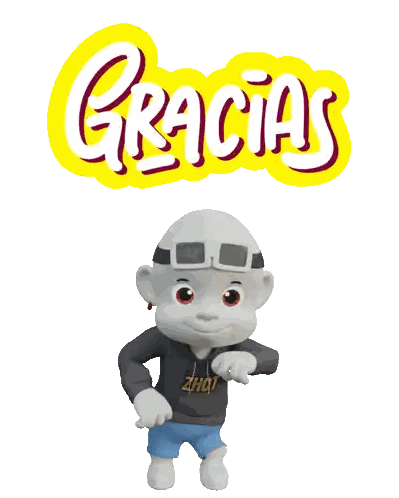 Cartoon Character With Gracias Sticker