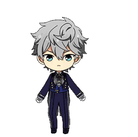 Cartoon Character With Gray Hair And Black Suit Walking Sticker