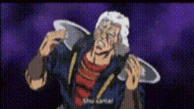 Cartoon Character With Gray Hair Holding Sword GIF