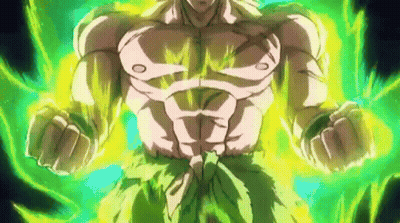 Cartoon Character With Green Energy From Chest And Arms GIF