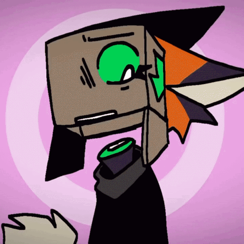 Cartoon Character With Green Eye And Black Hood GIF