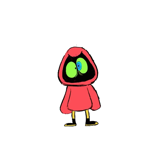 Cartoon Character With Green Eyes And Red Hood Sticker