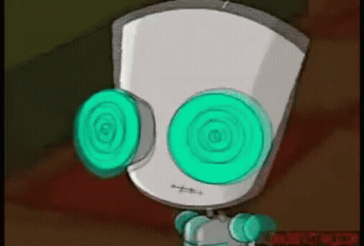 Cartoon Character With Green Eyes And Swirl GIF