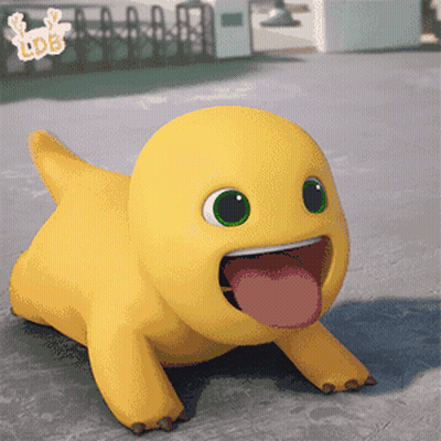 Cartoon Character With Green Eyes Holding Red Fork GIF