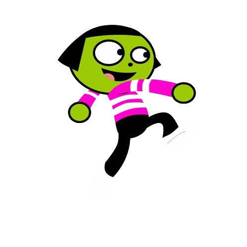 Cartoon Character With Green Face And Pink Striped Shirt Sticker