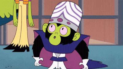 Cartoon Character With Green Face And Purple Hat GIF
