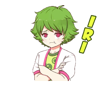 Cartoon Character With Green Hair And Aku Sticker