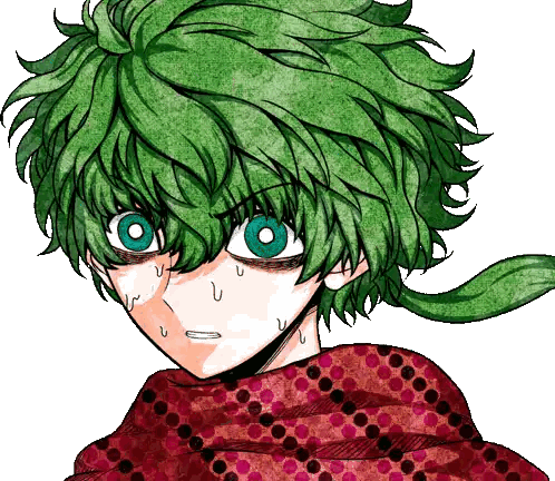 Cartoon Character With Green Hair And Blue Eyes Sticker