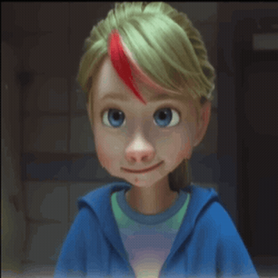 Cartoon Character With Green Hair And Red Highlights GIF