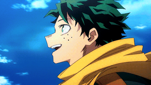 Cartoon Character With Green Hair And Yellow Scarf GIF