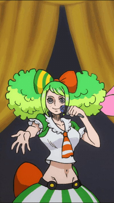 Cartoon Character With Green Hair Singing Into Microphone GIF
