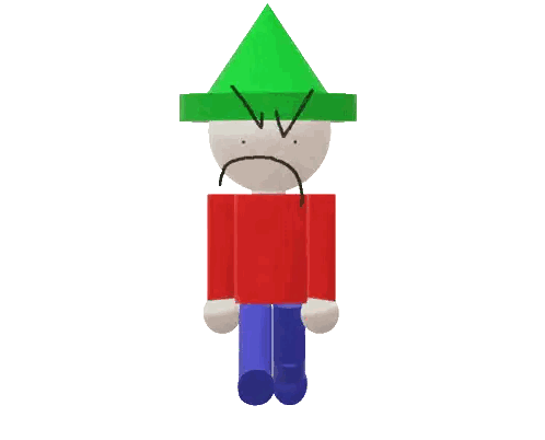 Cartoon Character With Green Hat And Sad Face Sticker