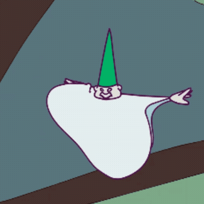 Cartoon Character With Green Hat On Cloud GIF