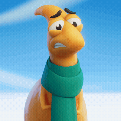 Cartoon Character With Green Scarf Angry