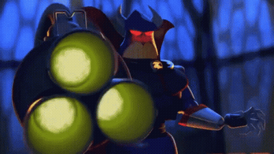 Cartoon Character With Green Tubes On Back GIF