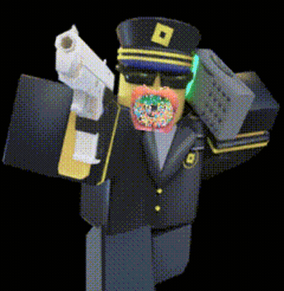Cartoon Character With Gun And Donut In Mouth GIF