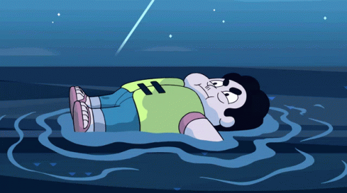 Cartoon Character With H Floating In Water GIF