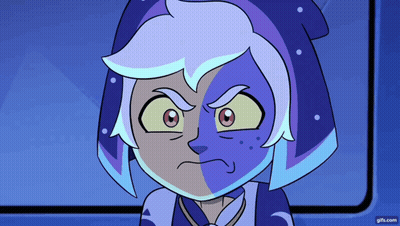 Cartoon Character With Half Purple Half White Face GIF