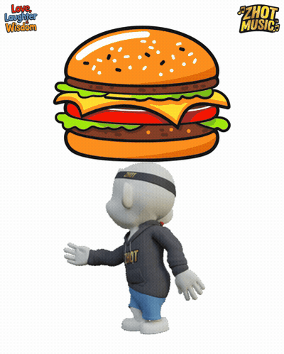 Cartoon Character With Hamburger On Head GIF
