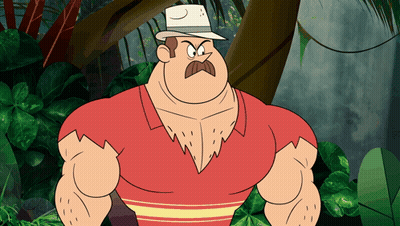 Cartoon Character With Hat And Mustache In Jungle GIF