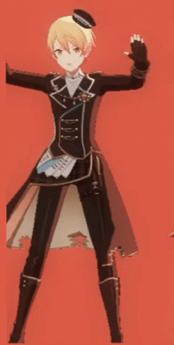 Cartoon Character With Hat Saying A Standing In Front Of Red Background GIF