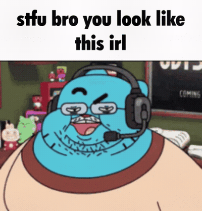 Cartoon Character With Headphones And Glasses Saying Sffu Bro You Look Like This Irl GIF