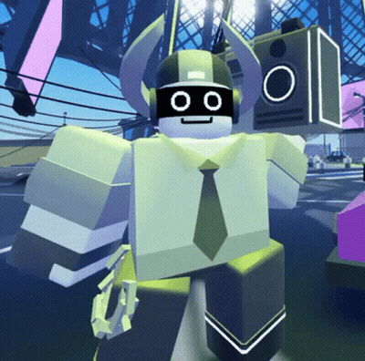 Cartoon Character With Headphones And Tie Standing In Front Of Speaker GIF