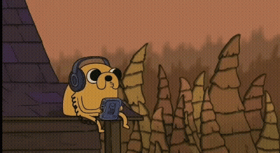 Cartoon Character With Headphones Holding CD GIF