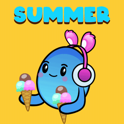 Cartoon Character With Headphones Holding Ice Cream GIF
