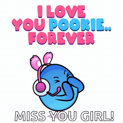 Cartoon Character With Headphones Says I Love You Pookie Forever Miss You Girl GIF