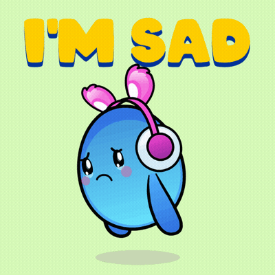 Cartoon Character With Headphones Says I'm Sad GIF