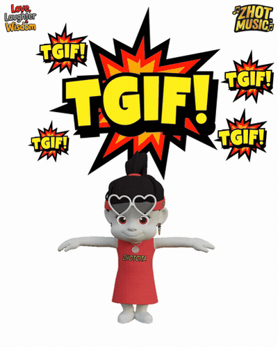Cartoon Character With Heart Headband Saying TGIF