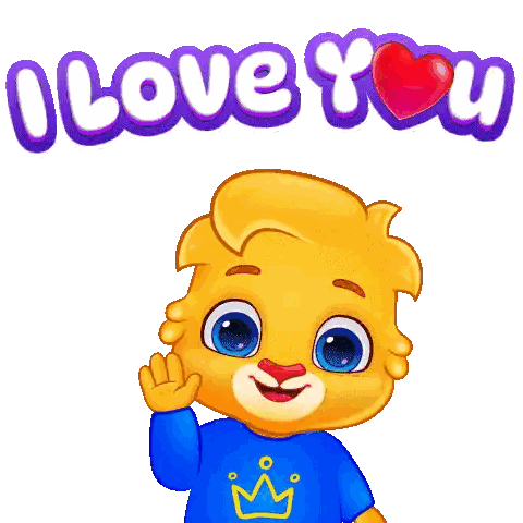 Cartoon Character With Hearts And I Love You Sticker