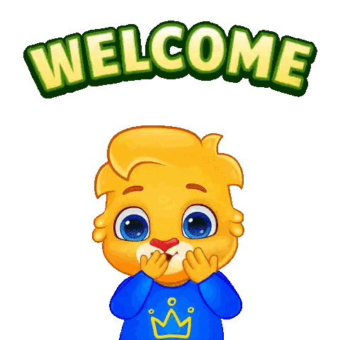 Cartoon Character With Hearts Cheeks Welcome Sticker