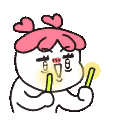 Cartoon Character With Hearts Holding Light Sticker