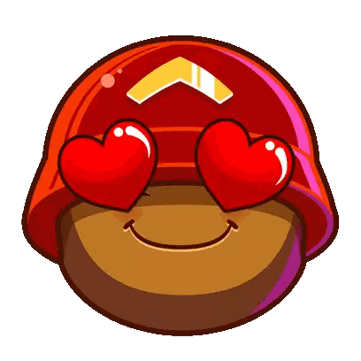 Cartoon Character With Hearts In Eyes And Red Helmet Sticker